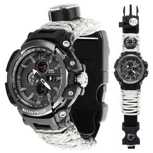 Outdoor Survival Watch Mens Tactical Multi-Functional Adjustable Wristband